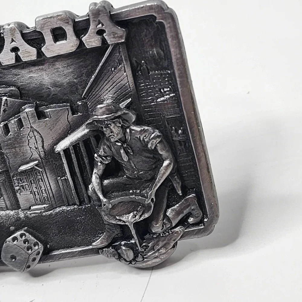 Nevada State Belt Buckle, 3D Image, Heavy, Gold Miner Casino, Signed 1982 H-20
